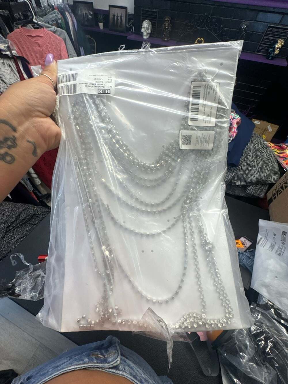 Reclaimed Vintage Limited Edition Diamante Layered Silver Chain Necklace